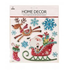 Χριστουγεννιάτικα Διακοσμητικά Αυτοκόλλητα Τοίχου Ανάγλυφα με Άγιο Βασίλη σε Έλκυθρο (25cm)